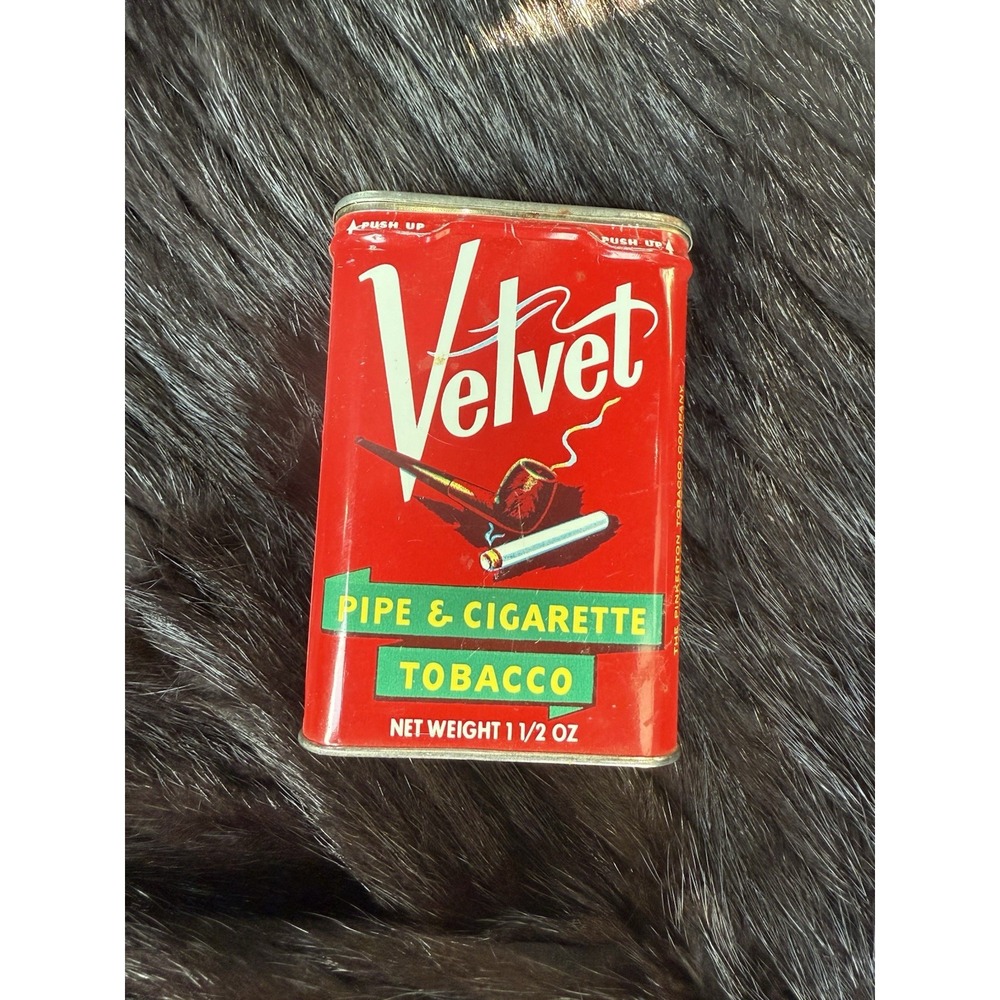 Vintage Velvet Pipe & Cigarette Tobacco Tin